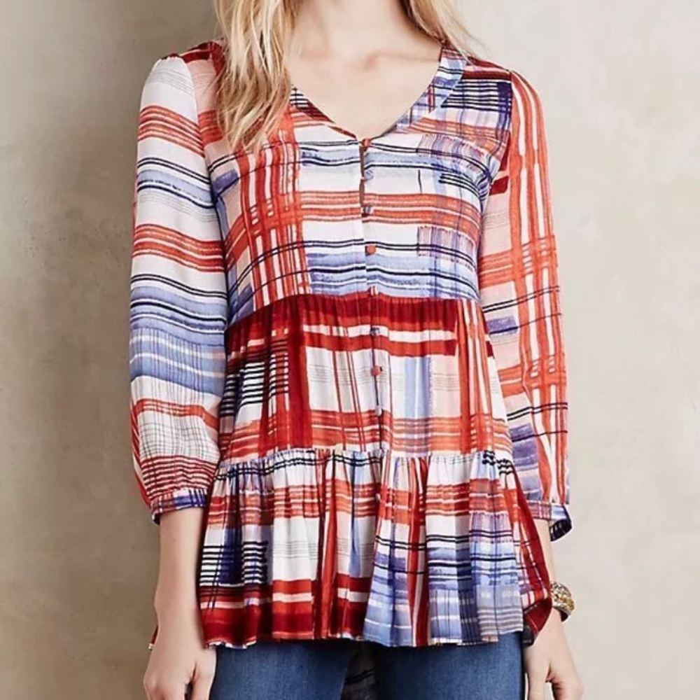 Maeve Lila Tiered Peasant Top Anthropologie Small